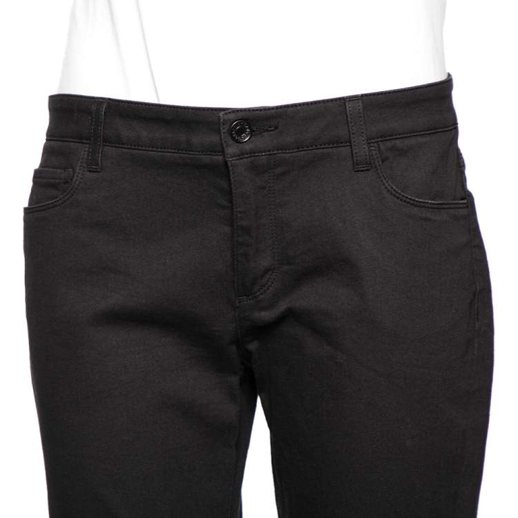 Pre Owned Dolce & Gabbana Black Stretch Cotton Slim Fit Pants L 