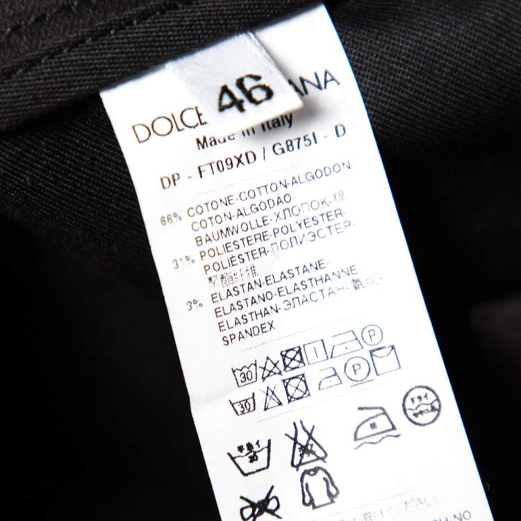 Pre Owned Dolce & Gabbana Black Stretch Cotton Slim Fit Pants L 