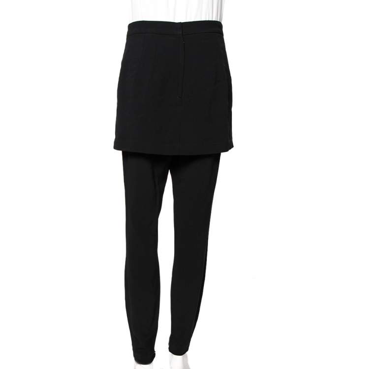 Pre Owned Dolce & Gabbana Black Crepe Skirt Overlap Trousers L 
