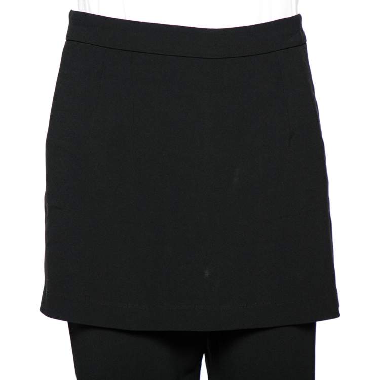 Pre Owned Dolce & Gabbana Black Crepe Skirt Overlap Trousers L 