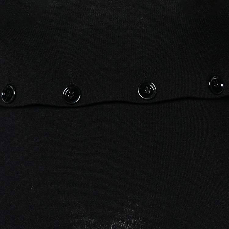 Pre Owned Dolce & Gabbana Black Knit Button Detailed Turtle Neck Top S