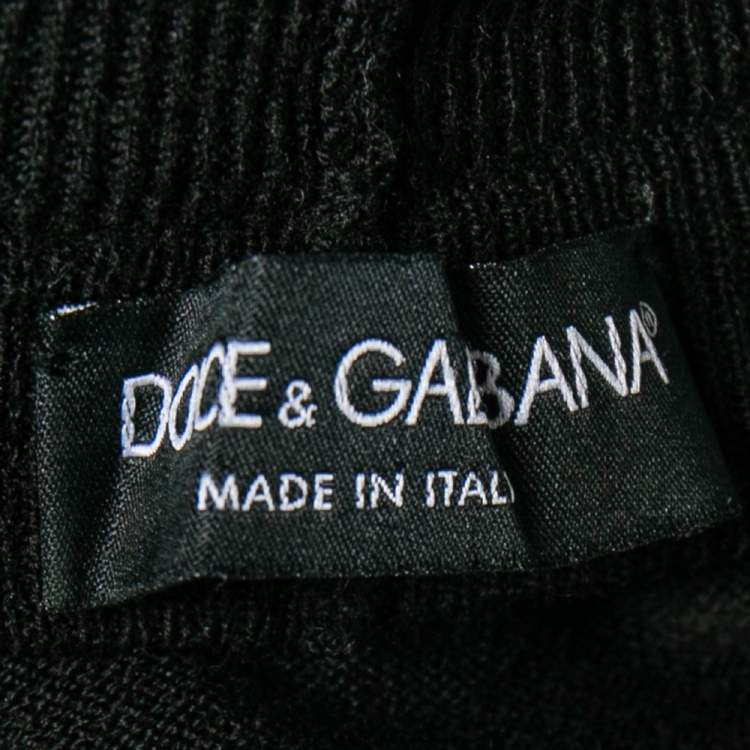 Pre Owned Dolce & Gabbana Black Knit Button Detailed Turtle Neck Top S