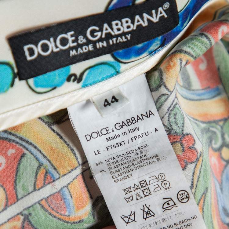 Pre Owned Dolce & Gabbana Multicolor Majolica Print Silk Trousers M 