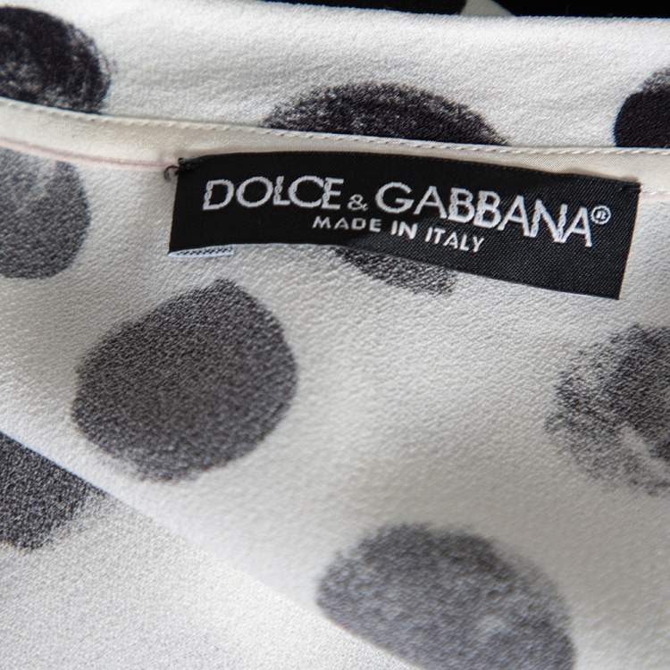 Pre Owned Dolce & Gabbana Multicolored Crepe Floral Polka Dot Printed Top L