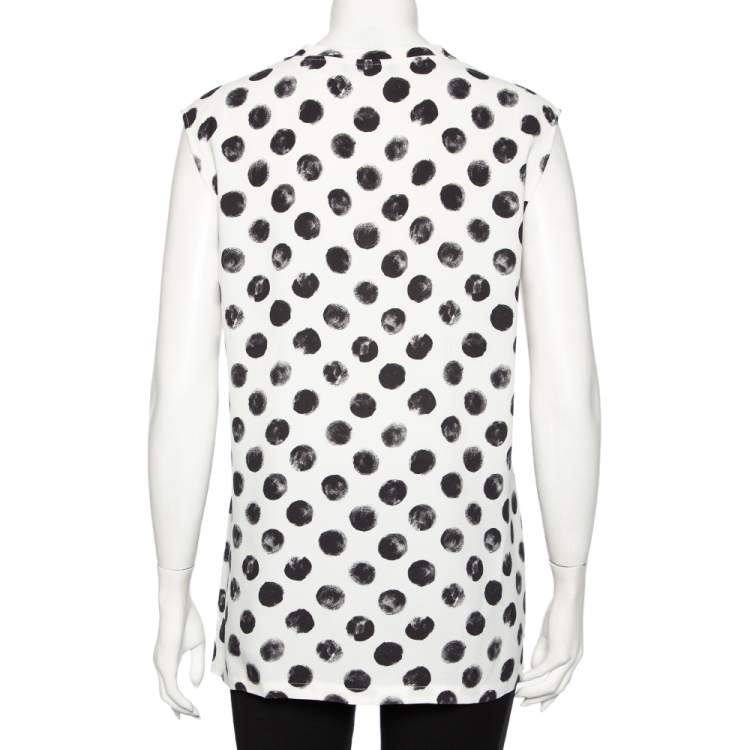 Pre Owned Dolce & Gabbana Multicolored Crepe Floral Polka Dot Printed Top L