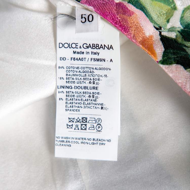 Pre Owned Dolce & Gabanna Rose & Stripes Print Silk Sleeveless Mini Dress XL 