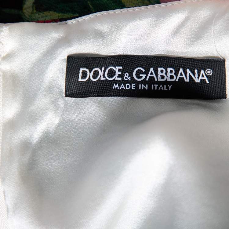Dolce & Gabanna Rose & Stripes Print Silk Sleeveless Mini Dress XL ...