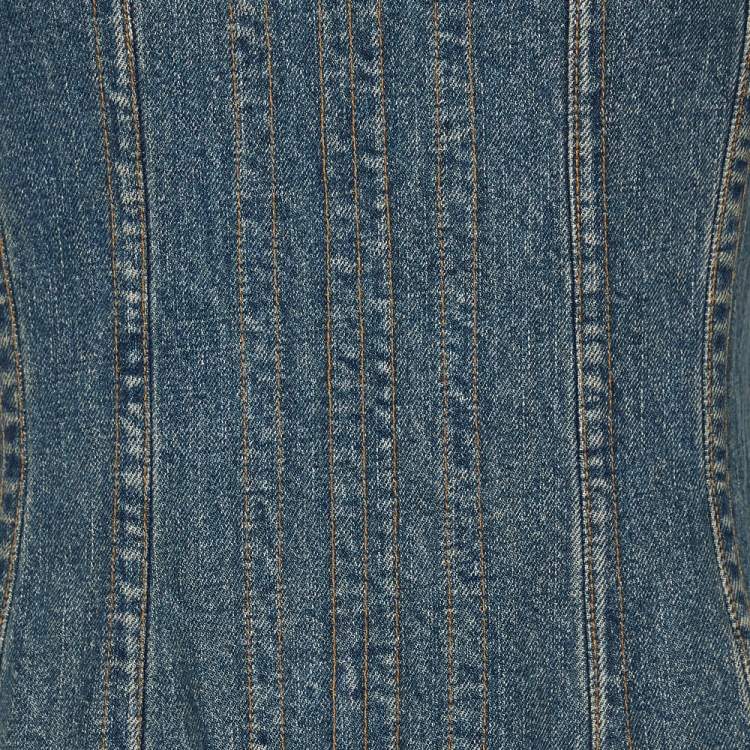 Pre Owned Dolce & Gabbana Vintage Blue Denim Corset Dress S