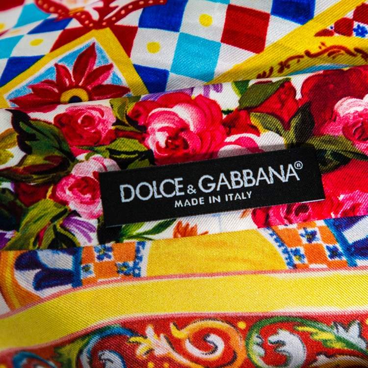 Pre Owned Dolce & Gabbana Multicolored Caretto Print Silk Pajama Shirt S
