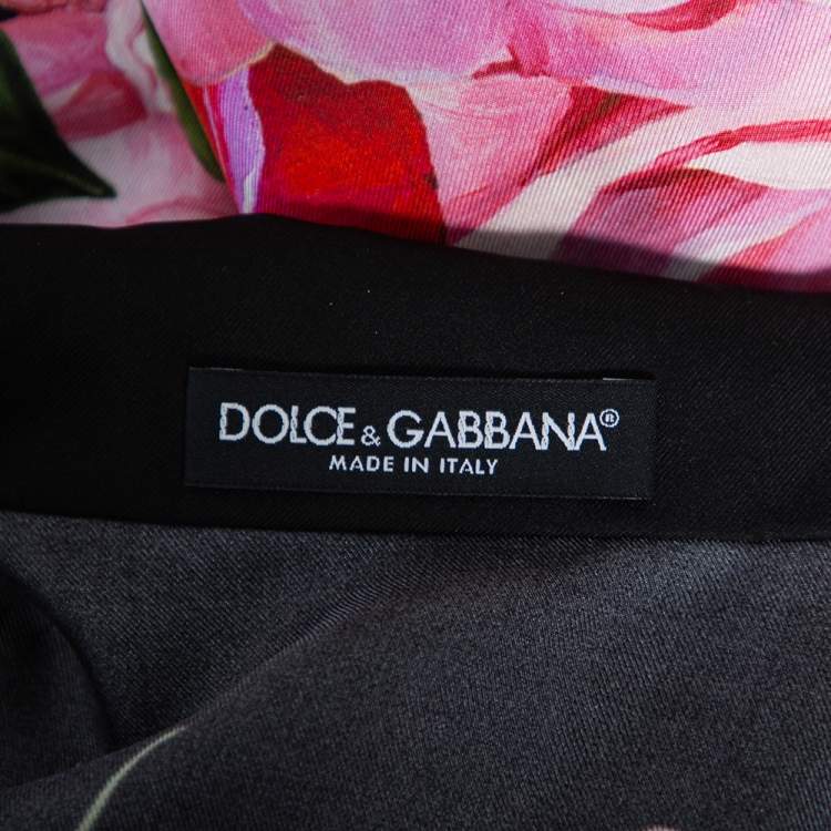 Pre Owned Dolce & Gabbana Black Rose-Print Silk Pajama Set S