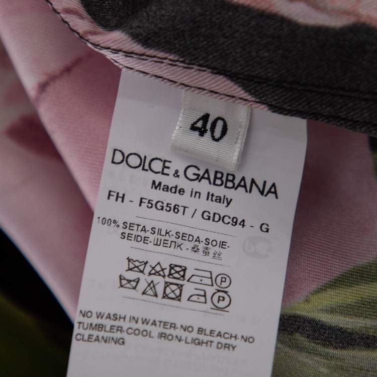 Pre Owned Dolce & Gabbana Black Rose-Print Silk Pajama Set S