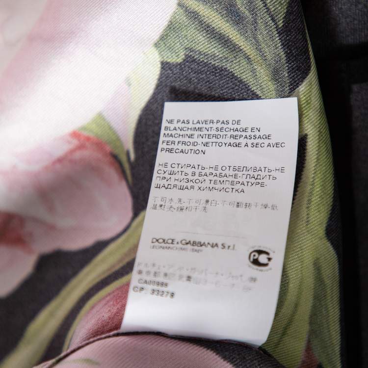 Pre Owned Dolce & Gabbana Black Rose-Print Silk Pajama Set S