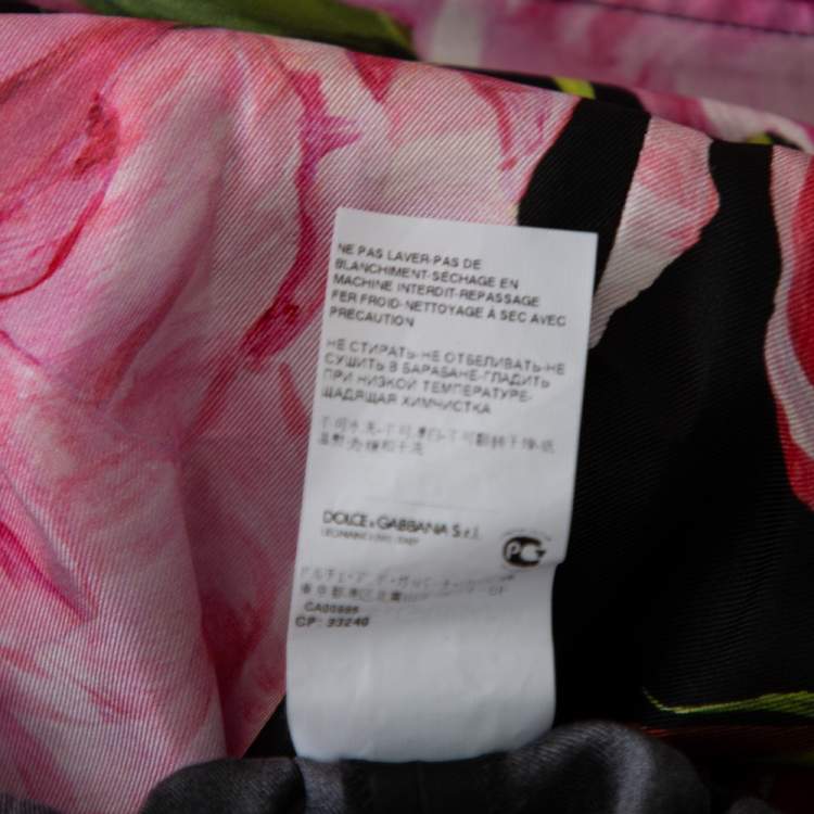 Pre Owned Dolce & Gabbana Black Rose-Print Silk Pajama Set S
