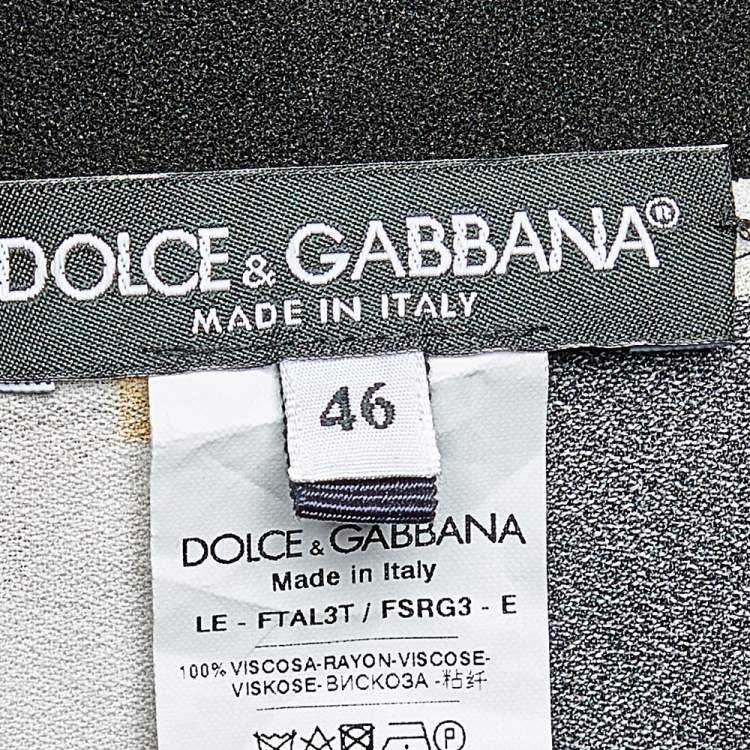 Pre Owned Dolce & Gabbana Black Tulip Printed Crepe Tapered Leg Trousers L
