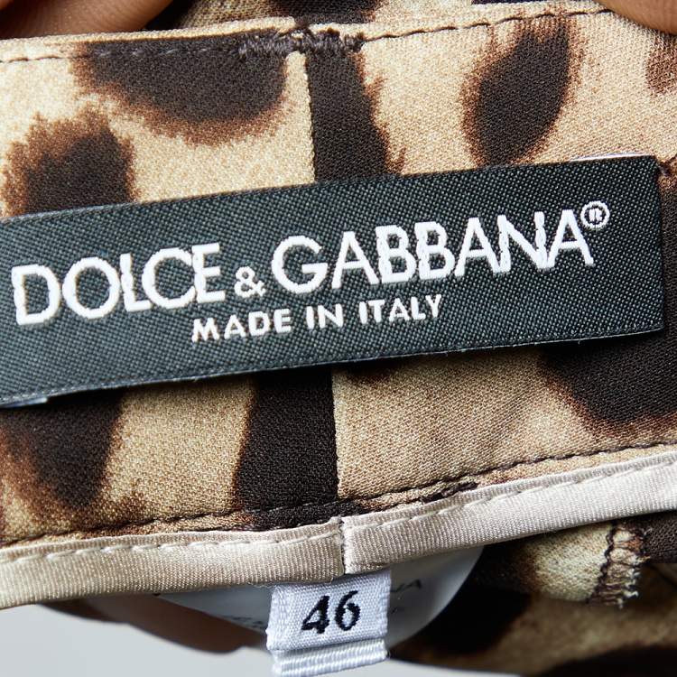 Pre Owned Dolce & Gabbana Brown Animal Printed Silk Tapered Leg Trousers L