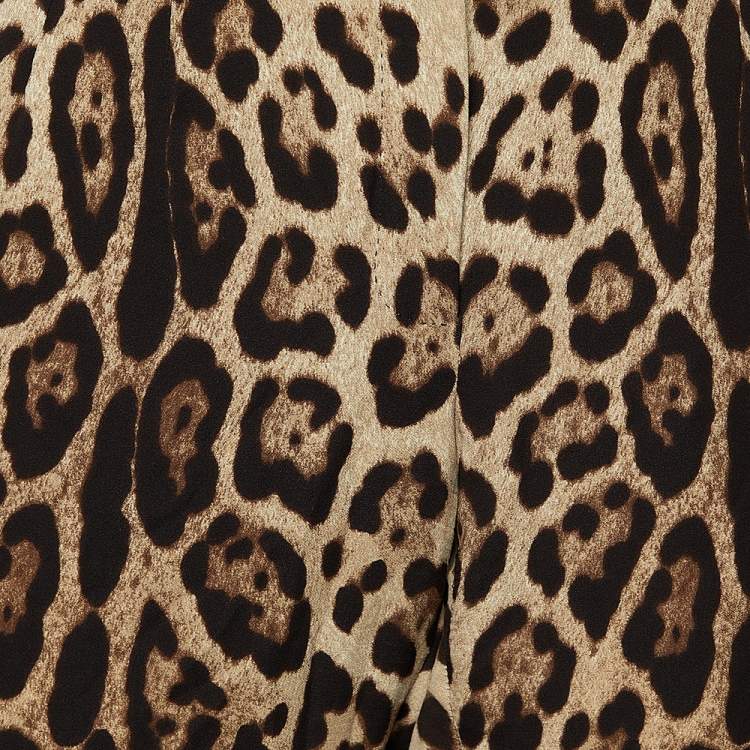 Pre Owned Dolce & Gabbana Brown Animal Printed Silk Tapered Leg Trousers L