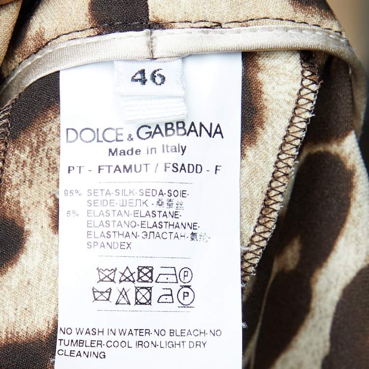 Pre Owned Dolce & Gabbana Brown Animal Printed Silk Tapered Leg Trousers L