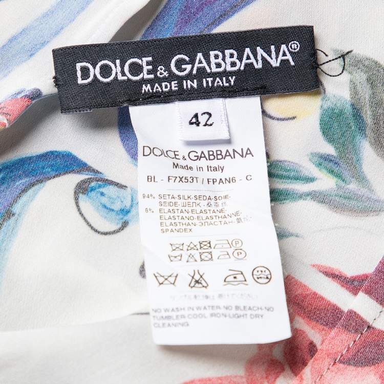 Pre Owned Dolce & Gabbana Multicolor Majolica Printed Silk Boat Neck Top M