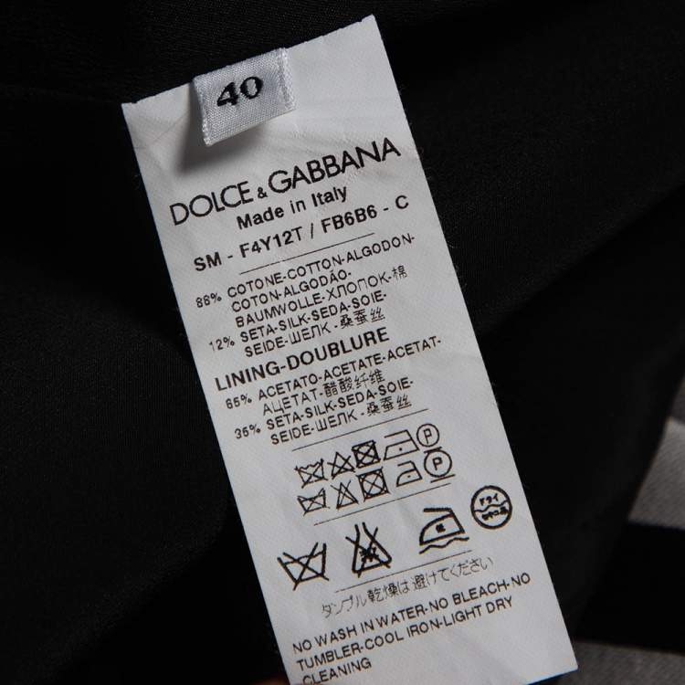 Pre Owned Dolce & Gabbana Silver & Black Striped Silk Bell Skirt S