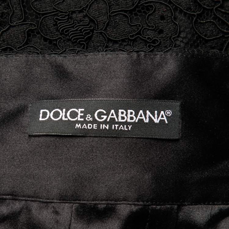 Pre Owned Dolce & Gabbana Black Lace Knee Length Skirt S