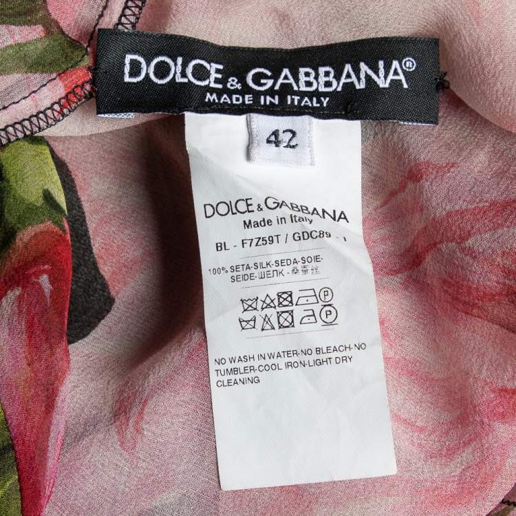 Pre Owned Dolce & Gabbana Multicolor Floral Printed Silk Top M