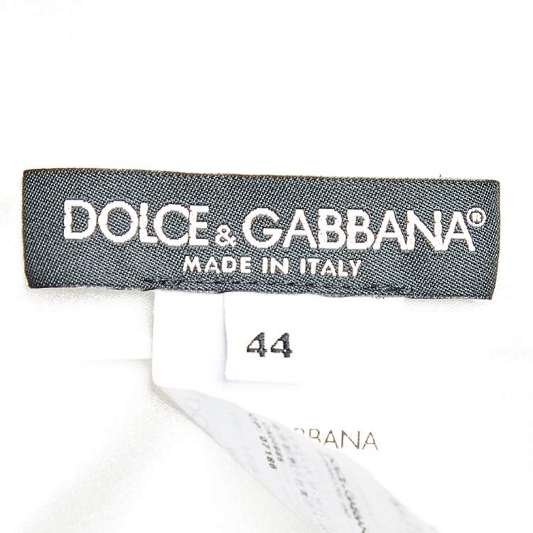 Pre Owned Dolce & Gabbana White Floral Printed Crepe Midi Dress M