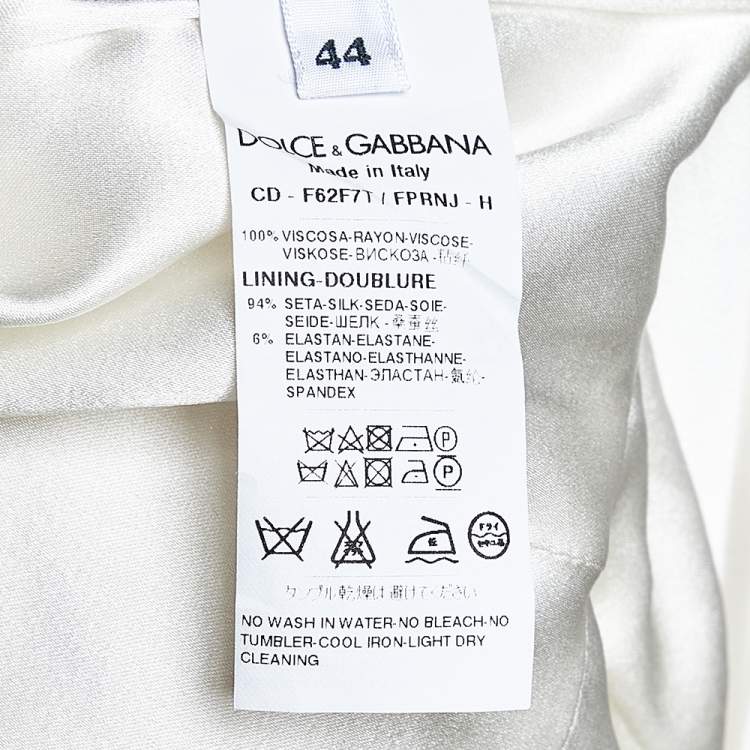 Pre Owned Dolce & Gabbana White Floral Printed Crepe Midi Dress M