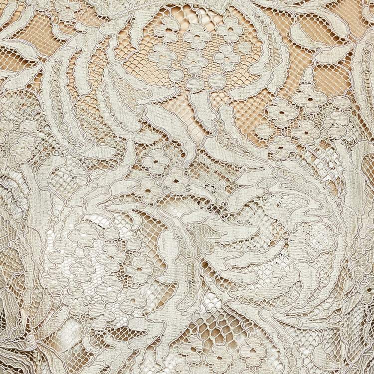 Pre Owned Dolce & Gabbana Beige Lace Satin Lined Top M