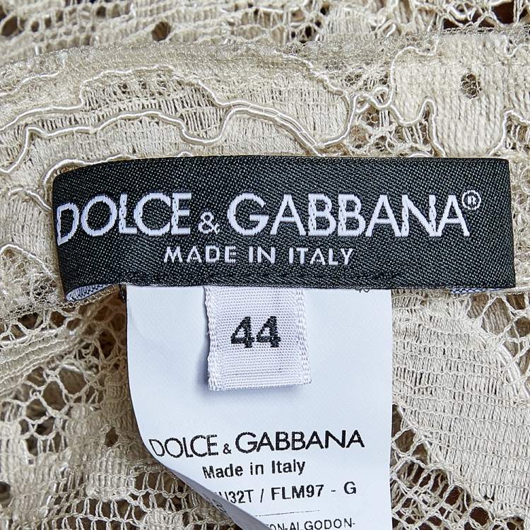 Pre Owned Dolce & Gabbana Beige Lace Satin Lined Top M