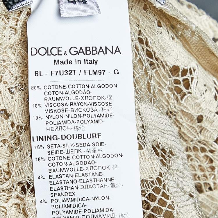 Pre Owned Dolce & Gabbana Beige Lace Satin Lined Top M
