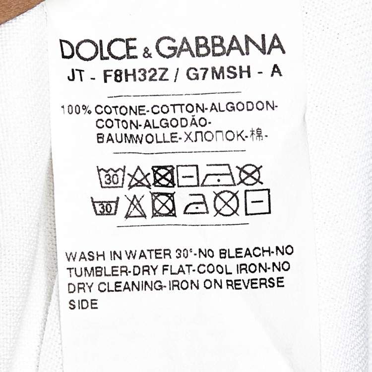 Pre Owned Dolce & Gabbana White Logo Censored Cotton Round Neck T-Shirt XS