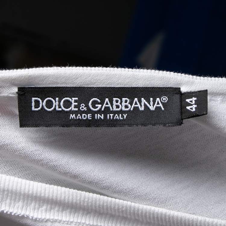 Pre Owned Dolce & Gabbana White Logo Print Cotton Short Sleeve T-Shirt M