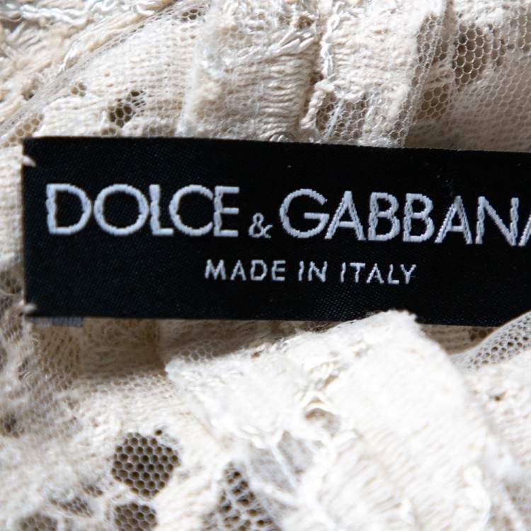 Pre Owned Dolce & Gabbana Light Beige Floral Lace Button Front Jacket S