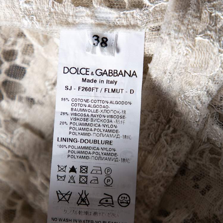 Pre Owned Dolce & Gabbana Light Beige Floral Lace Button Front Jacket S