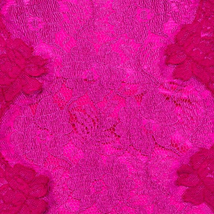 Pre Owned Dolce & Gabbana Magenta Corded Lace Open Back Maxi Dress S 