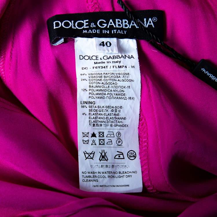 Pre Owned Dolce & Gabbana Magenta Corded Lace Open Back Maxi Dress S 