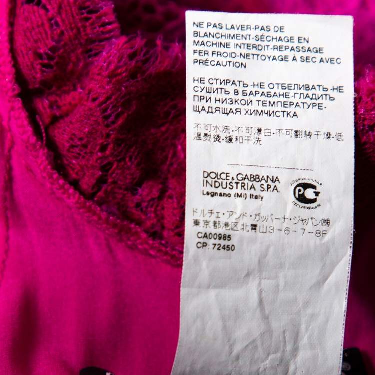 Pre Owned Dolce & Gabbana Magenta Corded Lace Open Back Maxi Dress S 
