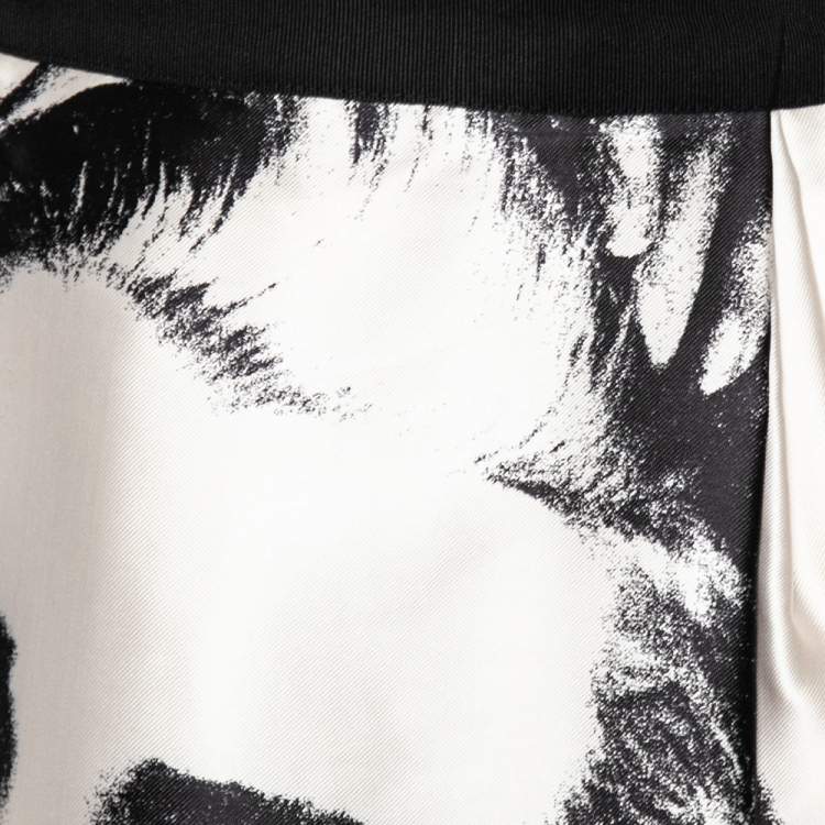 Pre Owned Dolce & Gabbana Monochrome Marilyn Monroe Face Print Silk Pleated Skirt S