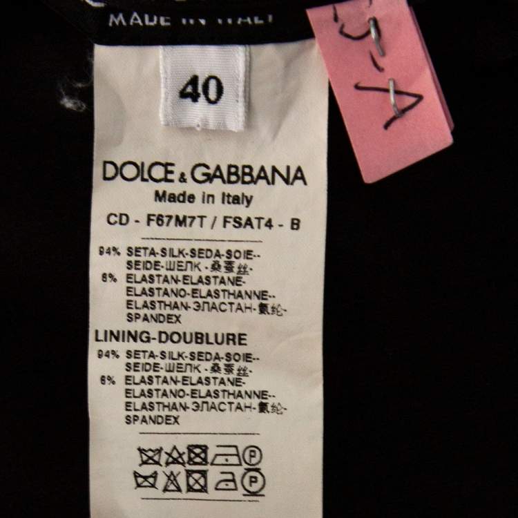 Pre Owned Dolce & Gabbana Black Floral Printed Silk Draped Detailed Sheath Dress S
