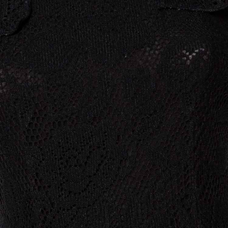 Pre Owned Dolce & Gabbana Black Crochet Lace Flared Hem Detailed Dress S