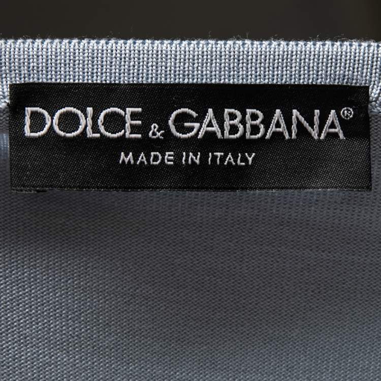 Pre Owned Dolce & Gabbana Light Blue Floral Print Silk Oversized Top L