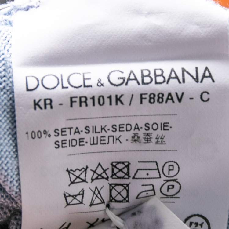 Pre Owned Dolce & Gabbana Light Blue Floral Print Silk Oversized Top L