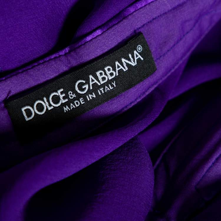 Pre Owned Dolce & Gabbana Purple Silk, Chiffon, And Satin Trim Sheer Shirt M