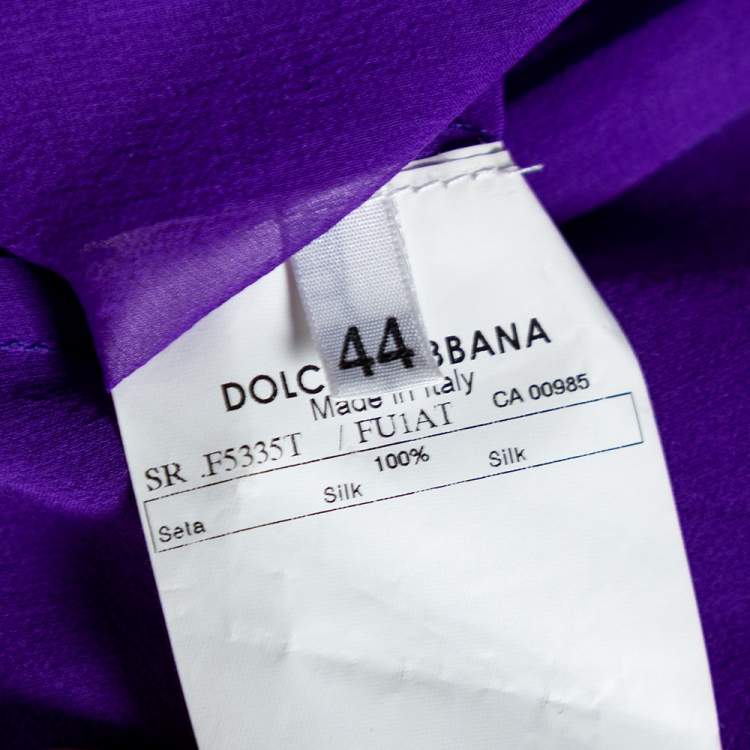 Pre Owned Dolce & Gabbana Purple Silk, Chiffon, And Satin Trim Sheer Shirt M