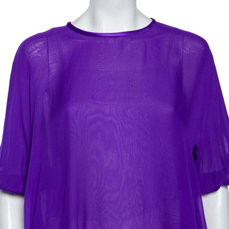 Pre Owned Dolce & Gabbana Purple Silk Chiffon Layered Top S