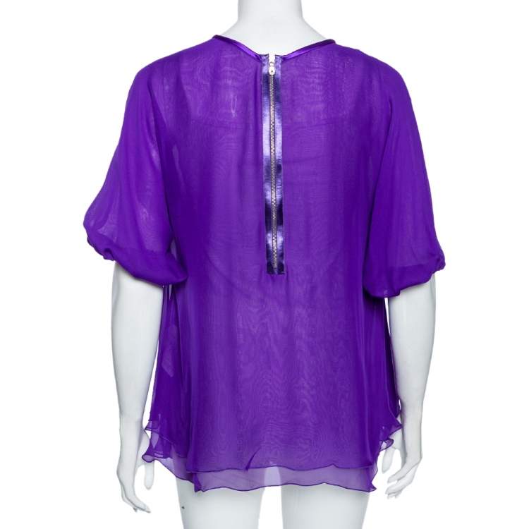 Pre Owned Dolce & Gabbana Purple Silk Chiffon Layered Top S