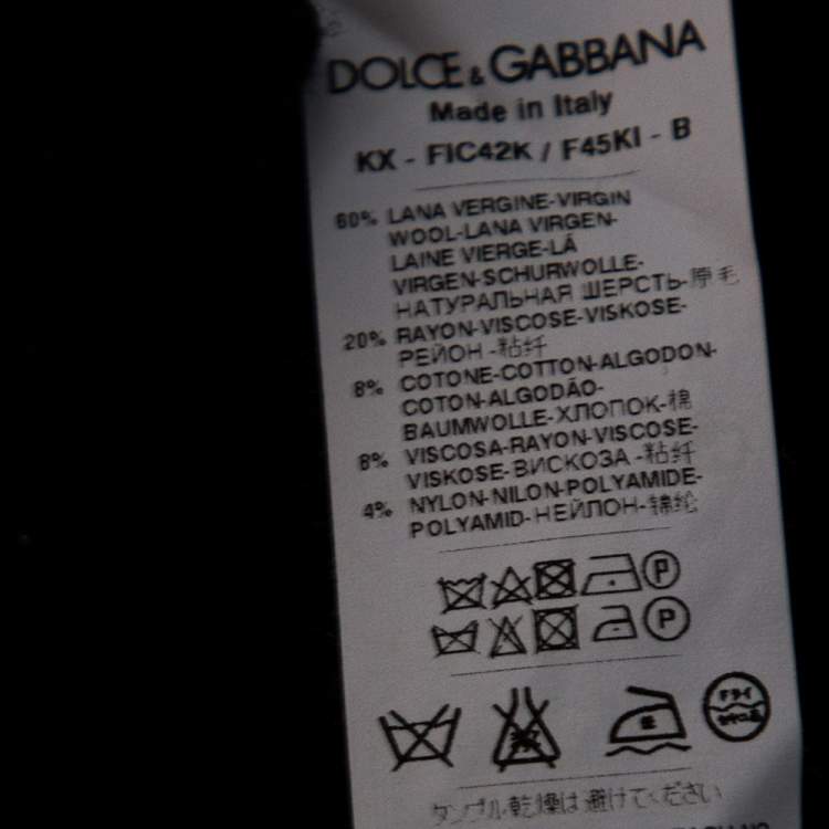 Pre Owned Dolce & Gabbana Black Wool Floral Embroidered Button Front Cardigan M