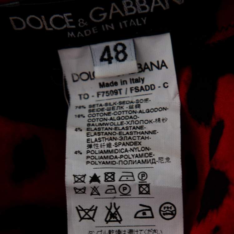 Pre Owned Dolce & Gabbana Red Leopard Print Silk Sleeveless Top L