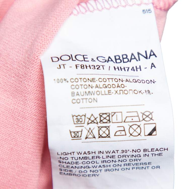 Pre Owned Dolce & Gabbana Pink Printed Cotton Short Sleeve T-Shirt S