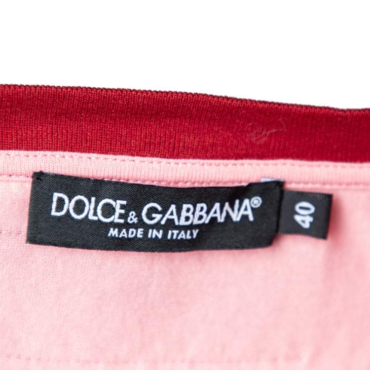 Pre Owned Dolce & Gabbana Pink Printed Cotton Short Sleeve T-Shirt S
